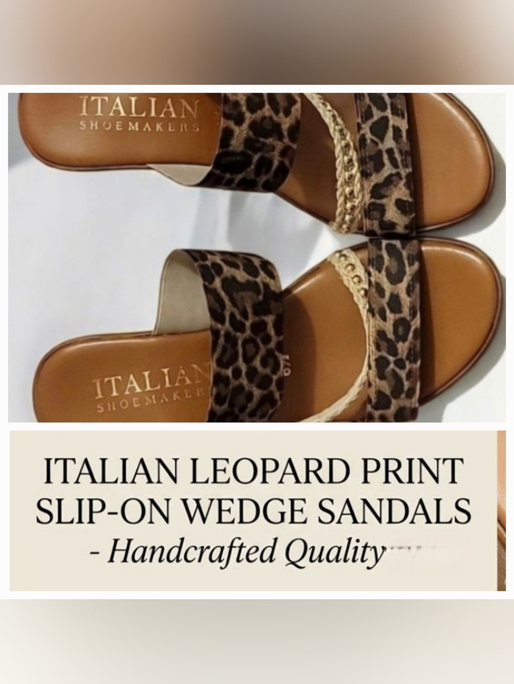 Italian Animal Printed Tan Gold Wedge Sandals!